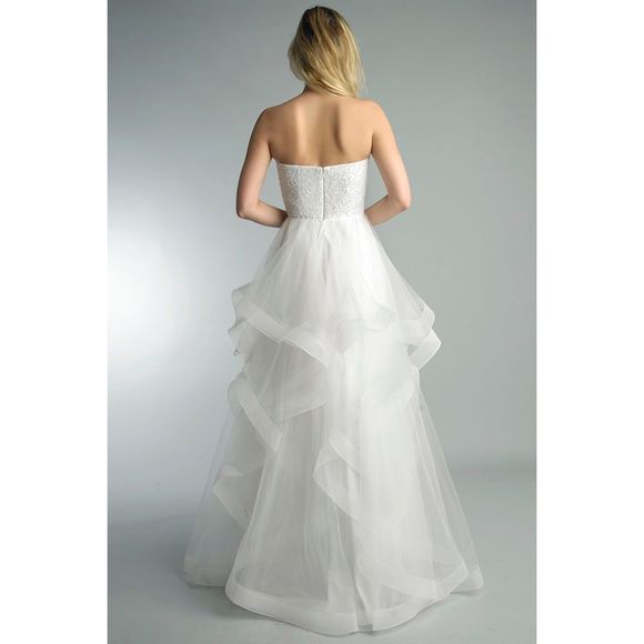 BASIX BLACK LABEL D1427L PEARL TIERED STRAPLESS GOWN US 10 $490 - Picture 2 of 12